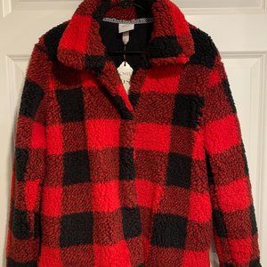 Knox Rose Women's Plaid Sherpa Jacket Small NWT